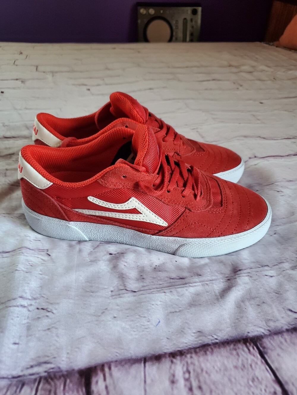 Lakai Cambridge Skate Shoes Red‎ Flame Suede Sneakers Men's Size 6